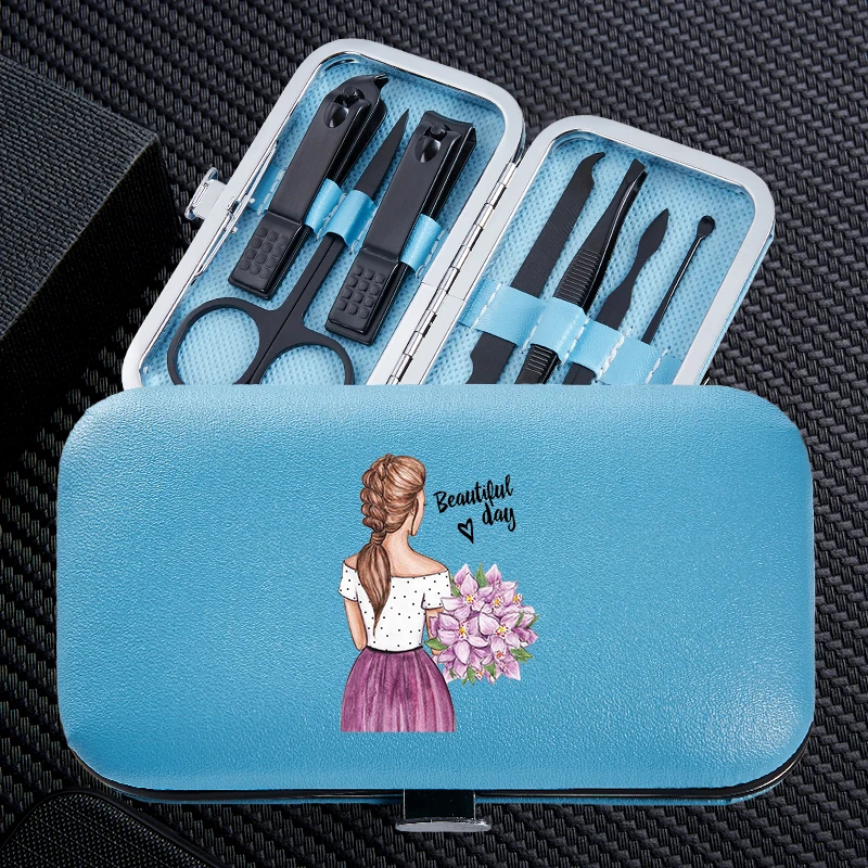 Conjuntos de Manicure Moda Menina Clipper Unha Portátil Viagem Aço Inoxidável Aparador Clippers Cortador Tesoura Acessórios Ferramentas 7 Pçs 16 Moda menina 7 pçs conjuntos de manicure