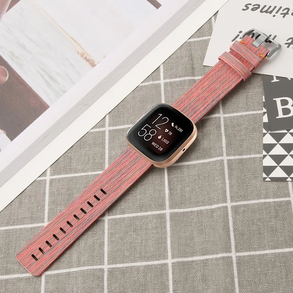 Холщовый нейлоновый ремешок для часов fitbit versa 2, умный ремешок для часов, большой маленький спортивный браслет, ремешок для fitbit versa lite/versa belt