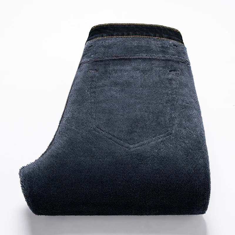 Hot Product High quality brand new winter men's jeans plus velvet warm pants casual business fashion retro high elastic denim cotton black