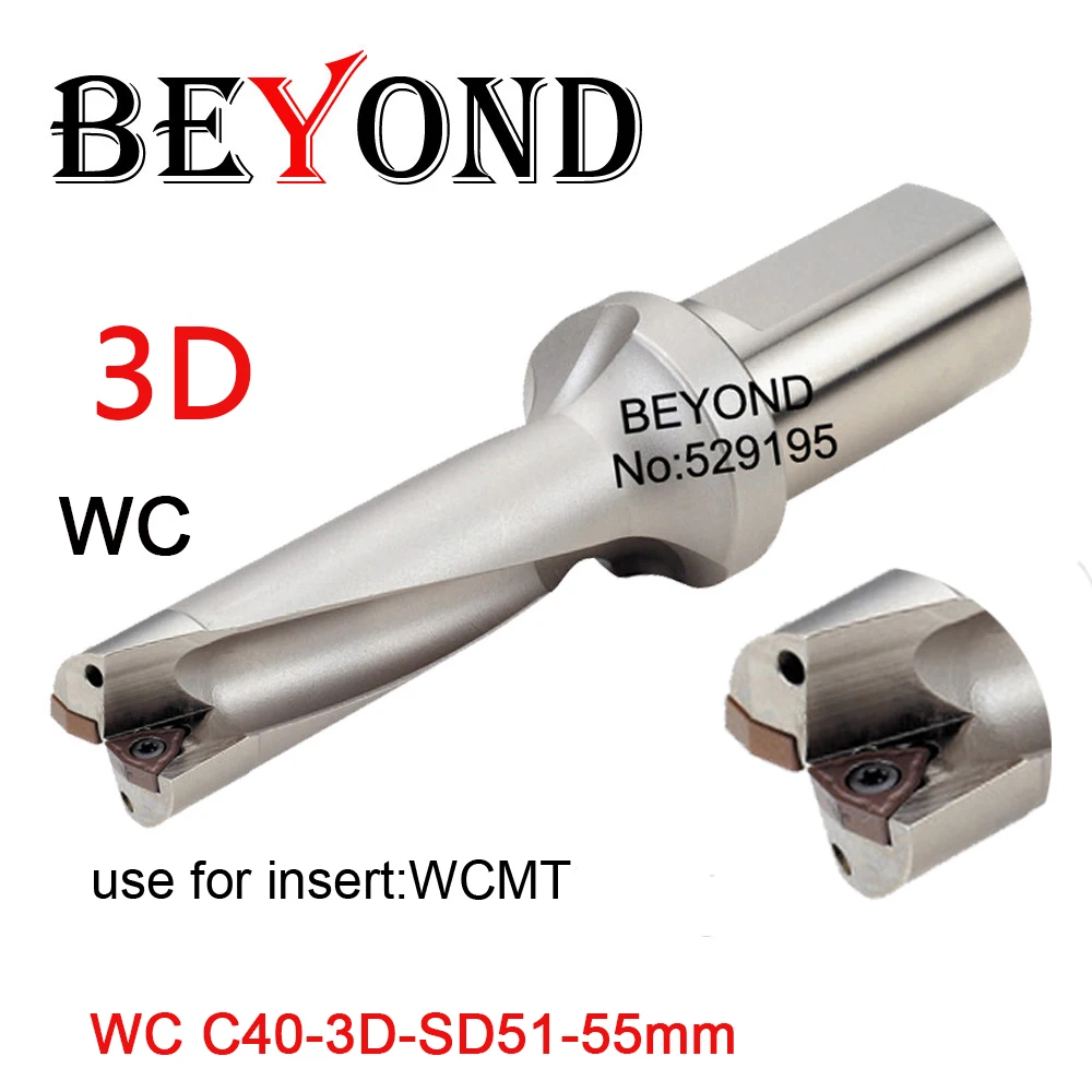 BEYOND WC Тип 3D U сверло 51 52 53 54 55 мм Индексируемые U сверло WCMT080412 WCMX вставить глубину охлаждения порт Быстрый сверлильный станок