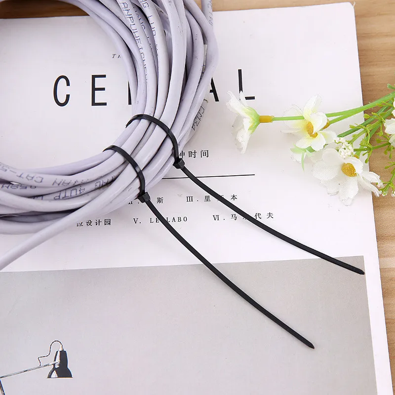 Cable ties 100PCS Self-locking Black Plastic Flange
