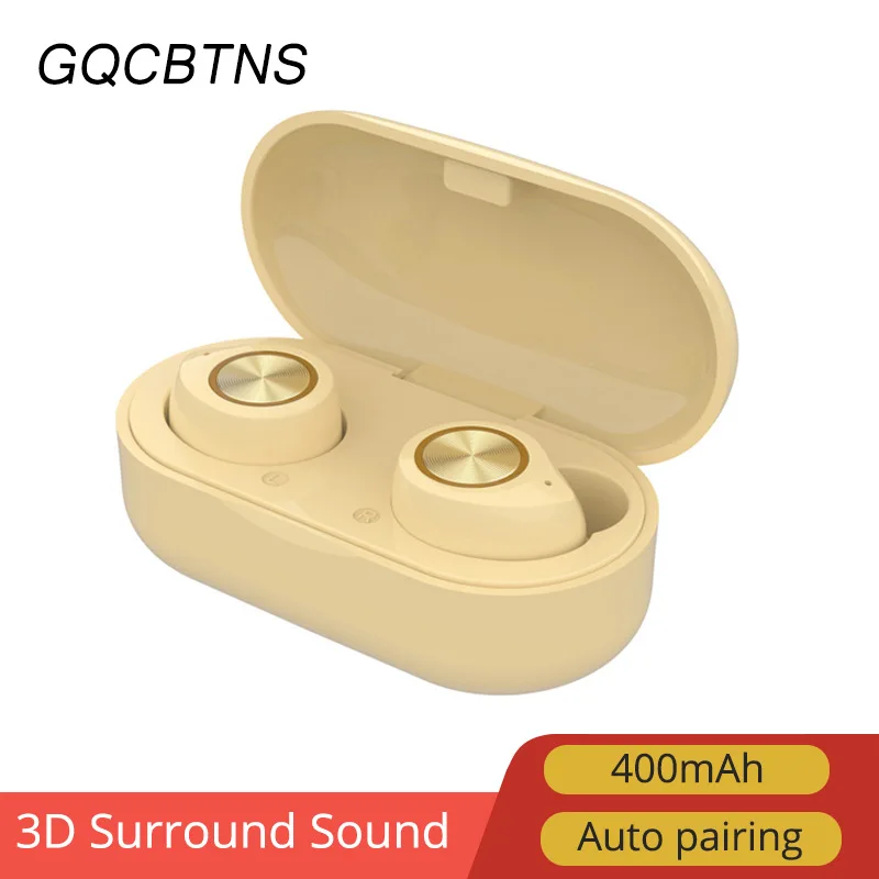 TW60 Touch control беспроводные наушники Buletooth 5,0 гарнитура 8D объемный HiFi стерео наушники спортивные наушники с микрофоном для телефонов - Цвет: TW60 Touch  Yellow