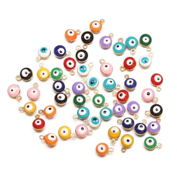 

Fashion Candy Colors Evil Eye Beads Pendants Round Lucky Bead Charms For Jewelry Making Crafts DIY Necklace Earrings 10Pcs/lot