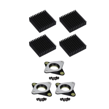 

3 Pcs for Nema17 Stepper Motor Steel and Rubber Vibration Dampers with M3 Screw & 4 Pcs Black Radiator Aluminum Heatsink Extrude
