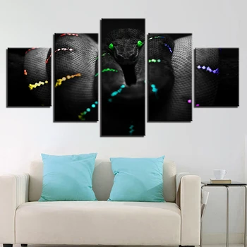 

Canvas Art Wall Art Canvas Painting Style Wall Frames Pictures 5 Piece Luminous Snake For Living Room Decoration Animal Painting