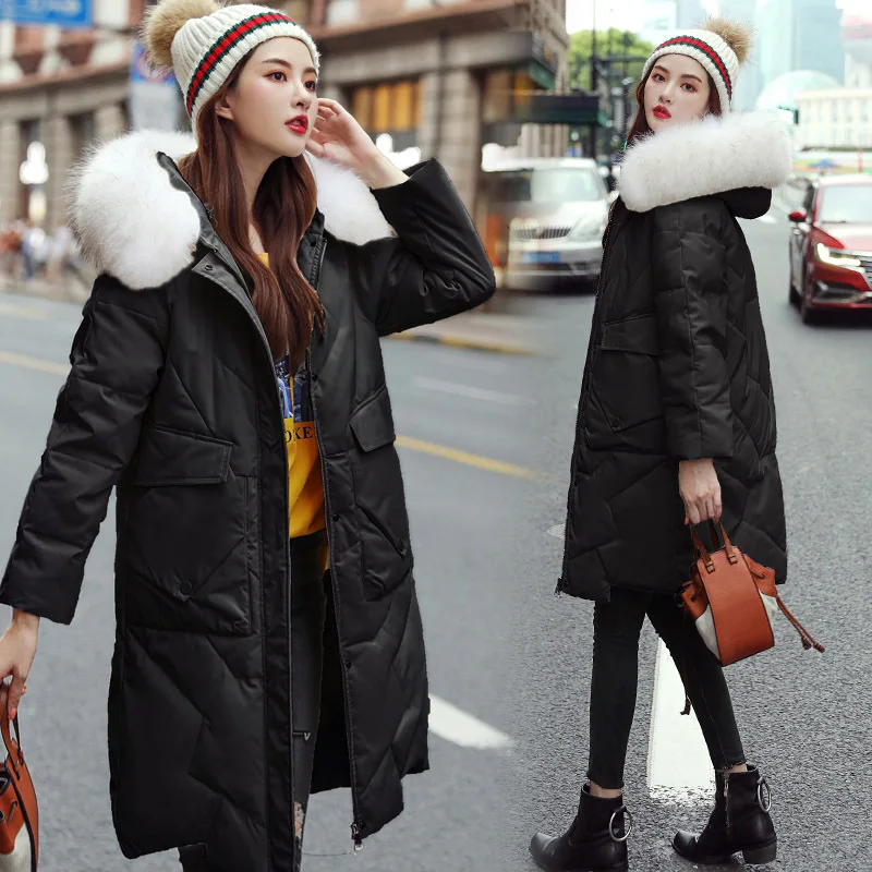 

Down Jacket Cotton-padded Clothes Women's Mid-length 2019 New Style Winter Korean-style Loose-Fit Really Raccoon Dog Large Fur C
