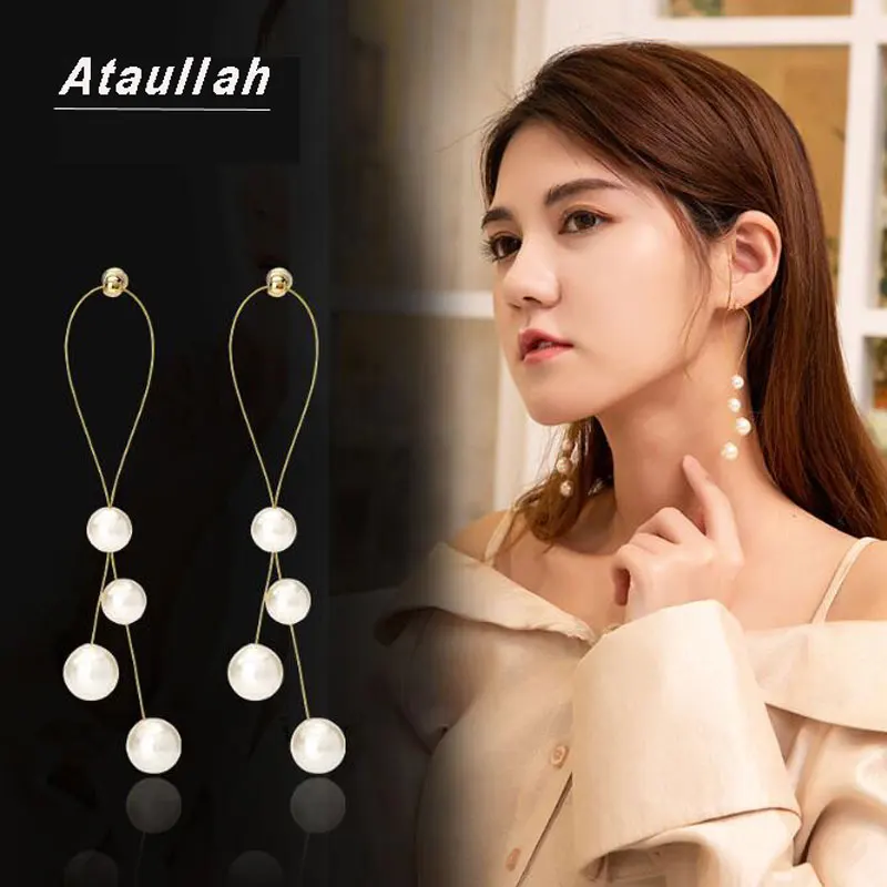 

Ataullah Muti-layer Long Drop Earrings Sterling Silver 925 Jewelry Fashion Dangle Hanging Earring for Women Party Gift EW035