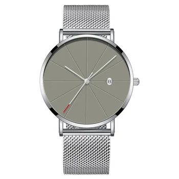 

Adult Fashion Slim Business Wrist Minimalist Round Casual Men Watch Quartz Calendar Ultra Thin Gifts Steel Strap