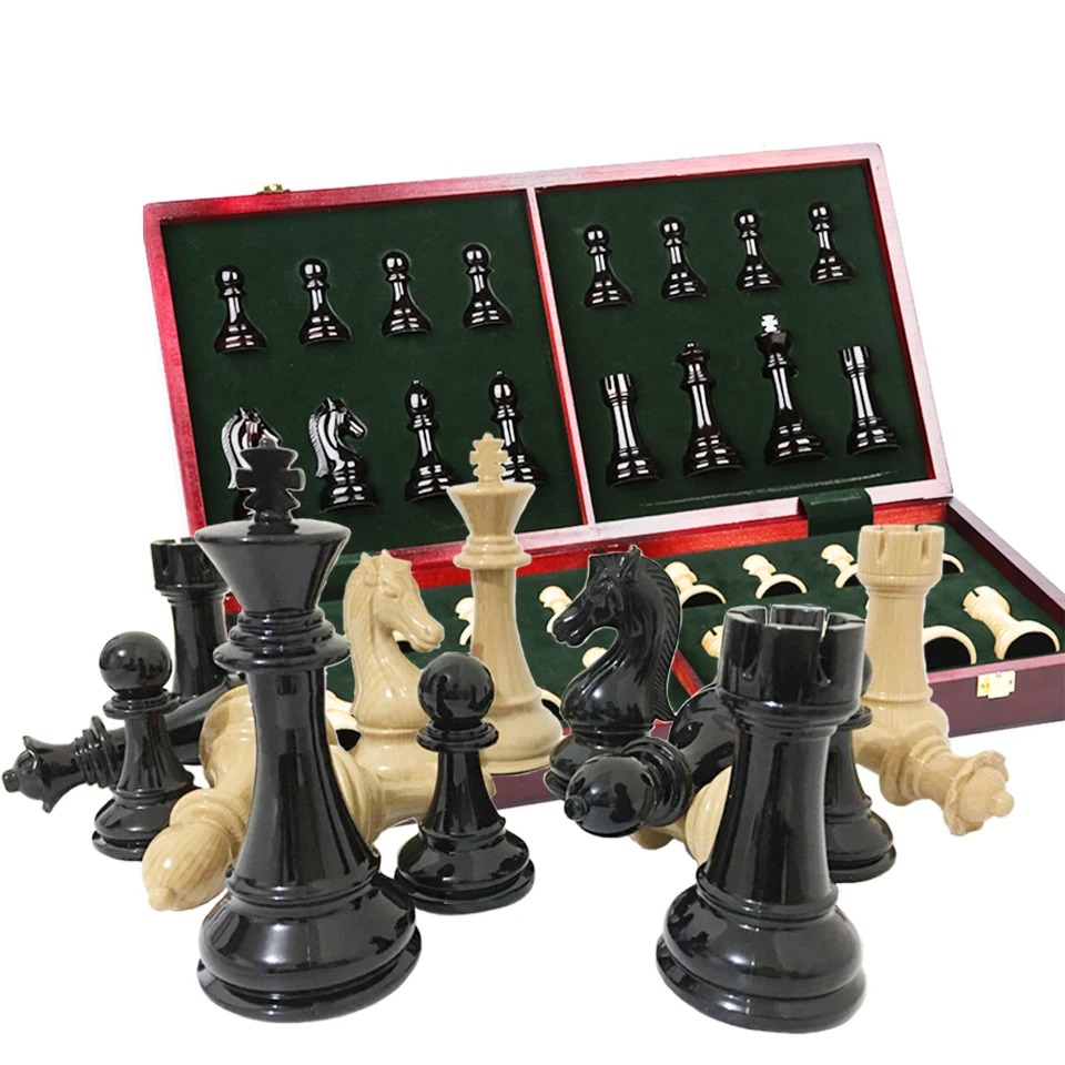 

High-grade Wooden Chess Folding Chessboard International Chess Game Set ABS Steel Chess Pieces Steel Gift BSTFAMLY I36