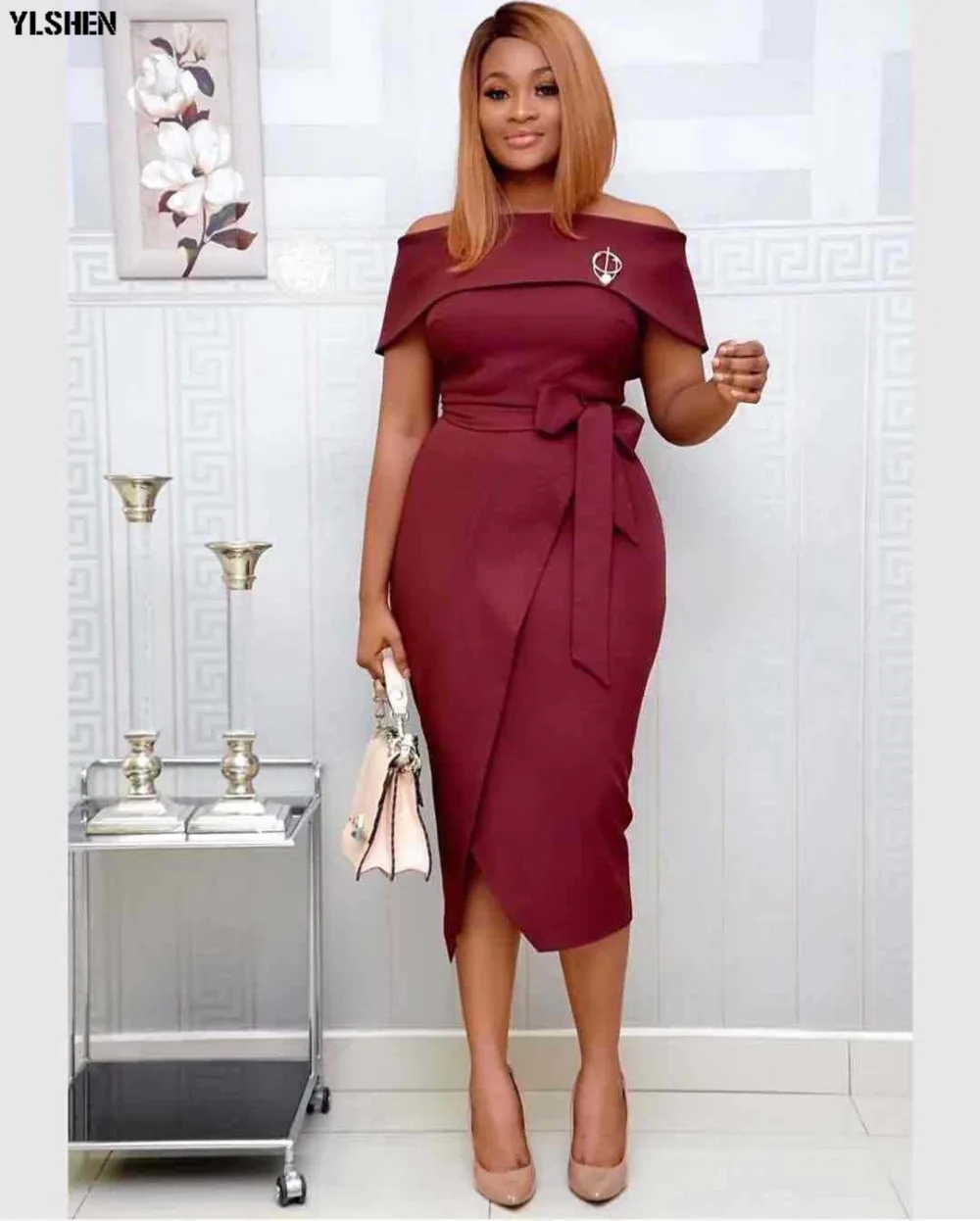2019 Elegent New Arrival Fashion Style African Dresses for Women Summer Plus Size Knee-length Africa Dress African Clothes M-XXL 02