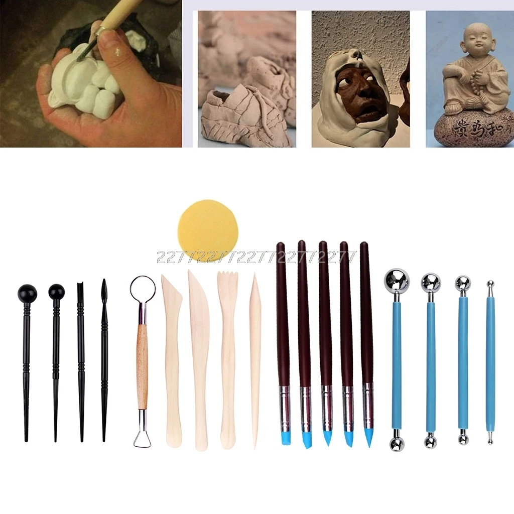 

24 Pieces Clay Sculpting Kit DIY Art Clay Pottery Tool Set Wooden Handle Pottery & Ceramics Modeling Clay Tools S05 19 Dropship