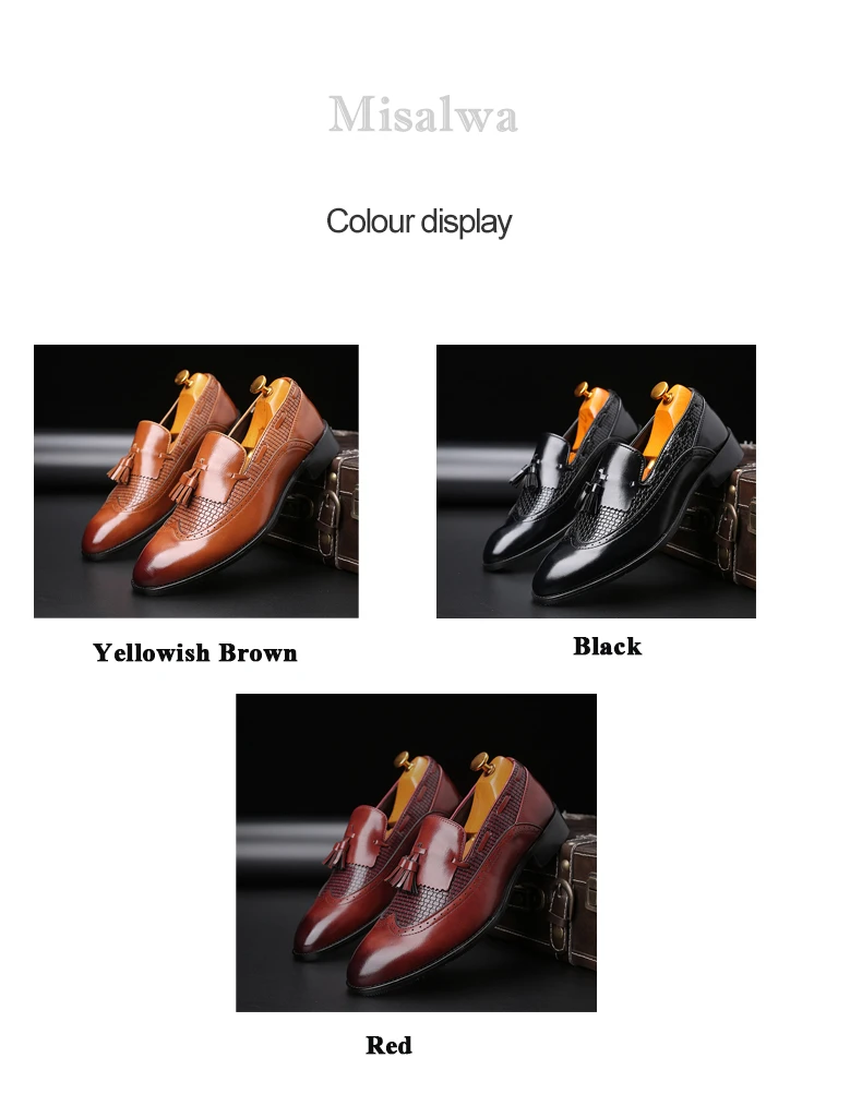 Misalwa Quarter Brogue/Мужские модельные туфли в британском стиле; мужские свадебные строгие кожаные туфли с кисточками; вечерние мокасины для джентльмена; большие размеры 37-48