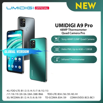 Перейти на Алиэкспресс и купить UMIDIGI A9 Pro 32/48MP Quad Camera 24MP селфи камера 6 ГБ 128 Helio P60 Octa Core 6,3 дюймFHD + безрамочный экран Глобальная версия мобильного телефона