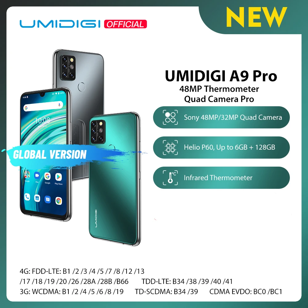UMIDIGI A9 Pro 32/48MP Quad Camera 24MP Selfie Camera 6GB 128GB Helio P60 Octa Core 6.3" FHD+ Global Version Cellphone