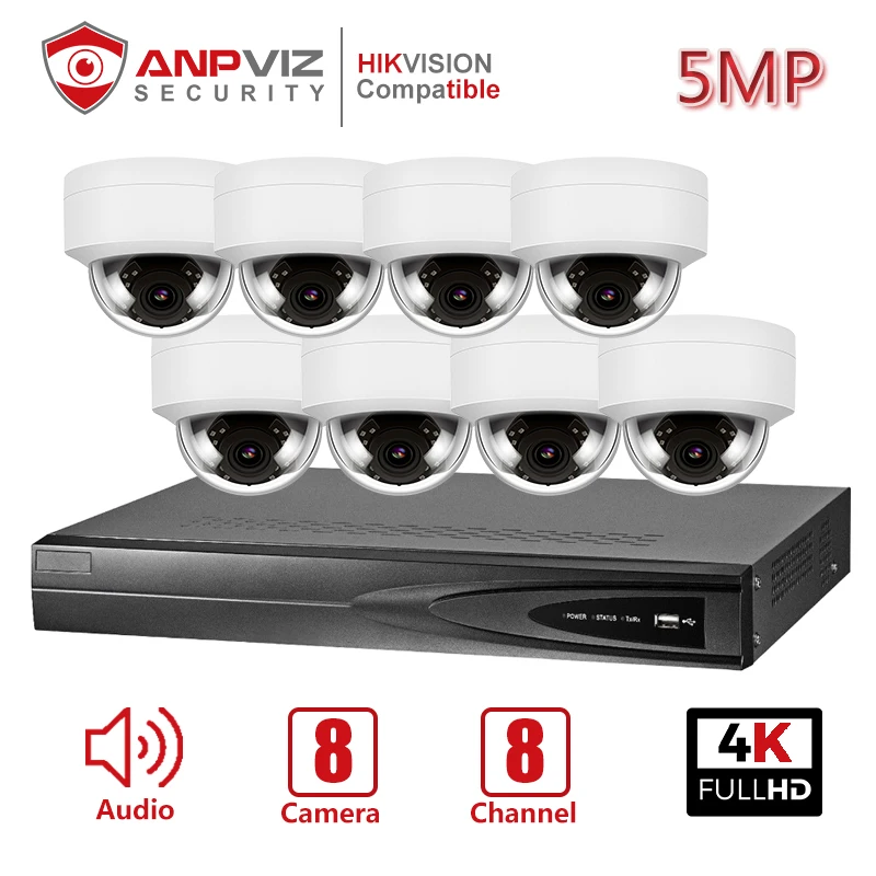 Hikvision 8CH 4K 8MP POE NVR H.265 5MP ip-камера с системой безопасности 4/6/8 для внутреннего