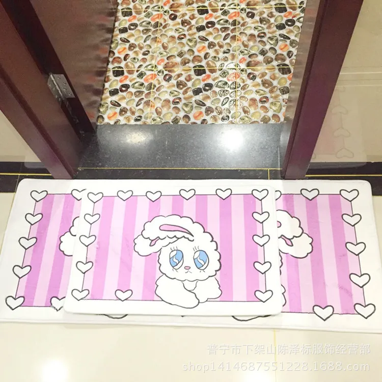 45*110 см мультфильм милое животное, кролик печатных розовая дорожка гостиная спальня детские коврики для игр Ванная комната коврик на кухню входная дверь коврик