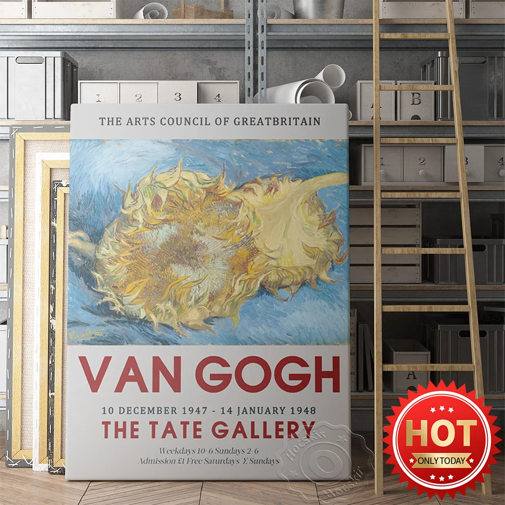 Poster Del Museo Della Mostra Di Vincent Van Gogh, Due Girasoli Tagliati Pittura Su Tela Retrò, Stampe D'Arte Vintage Immagine Da Parete Decorazioni P