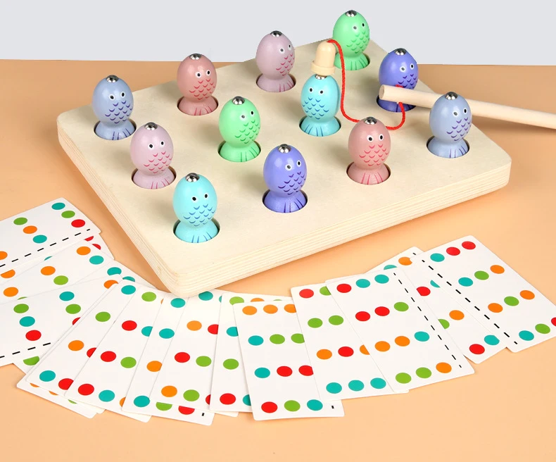 Дошкольные Деревянные игрушки Монтессори цветные познавательные магнитные рыболовные игрушки Обучающие Игрушки для раннего развития для детей