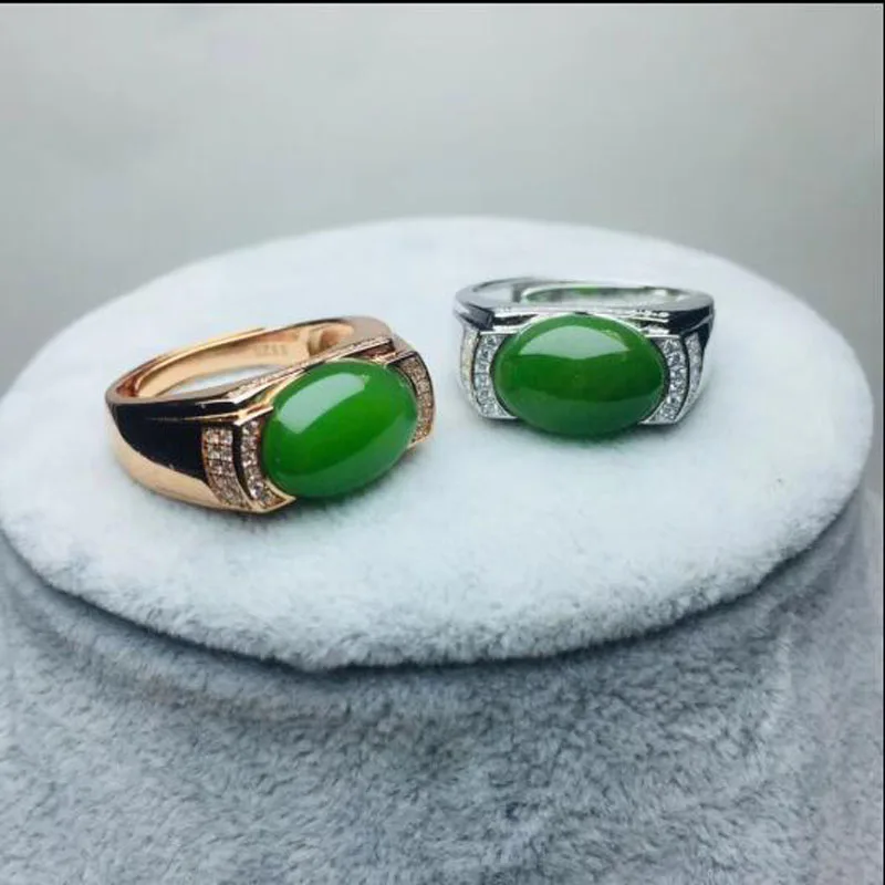 Leouerry 925 пробы Серебряное хотанское зеленое кольцо из яшмы для женщин мужские свадебные ювелирные изделия