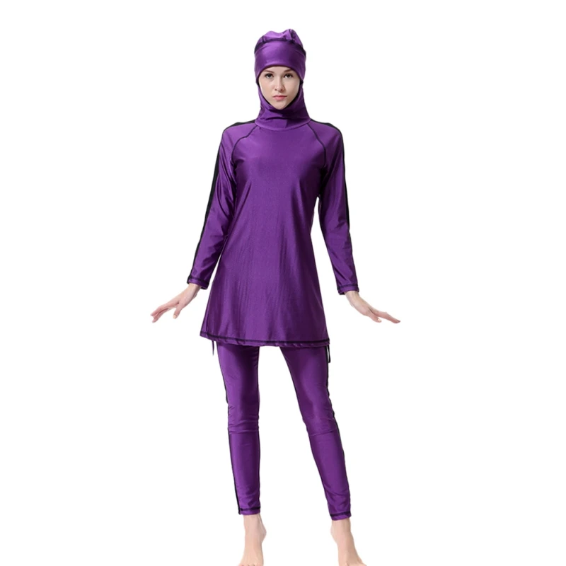 Мусульманский купальник бикини с шапкой для женщин и девушек, Мусульманский купальник с полным покрытием размера плюс, мусульманский костюм - Цвет: Z