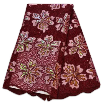 

Stylish elegant African sequins organza lace fabric 2019 embroidered beaded Nigerian lace fabrics bridal high quality 04