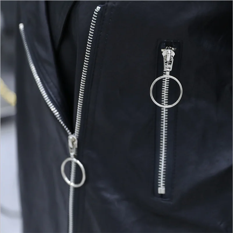 Autumn winter new special plus size leather coat women was thin stylish long Motor vehicle leathers windbreaker jacket overcoat