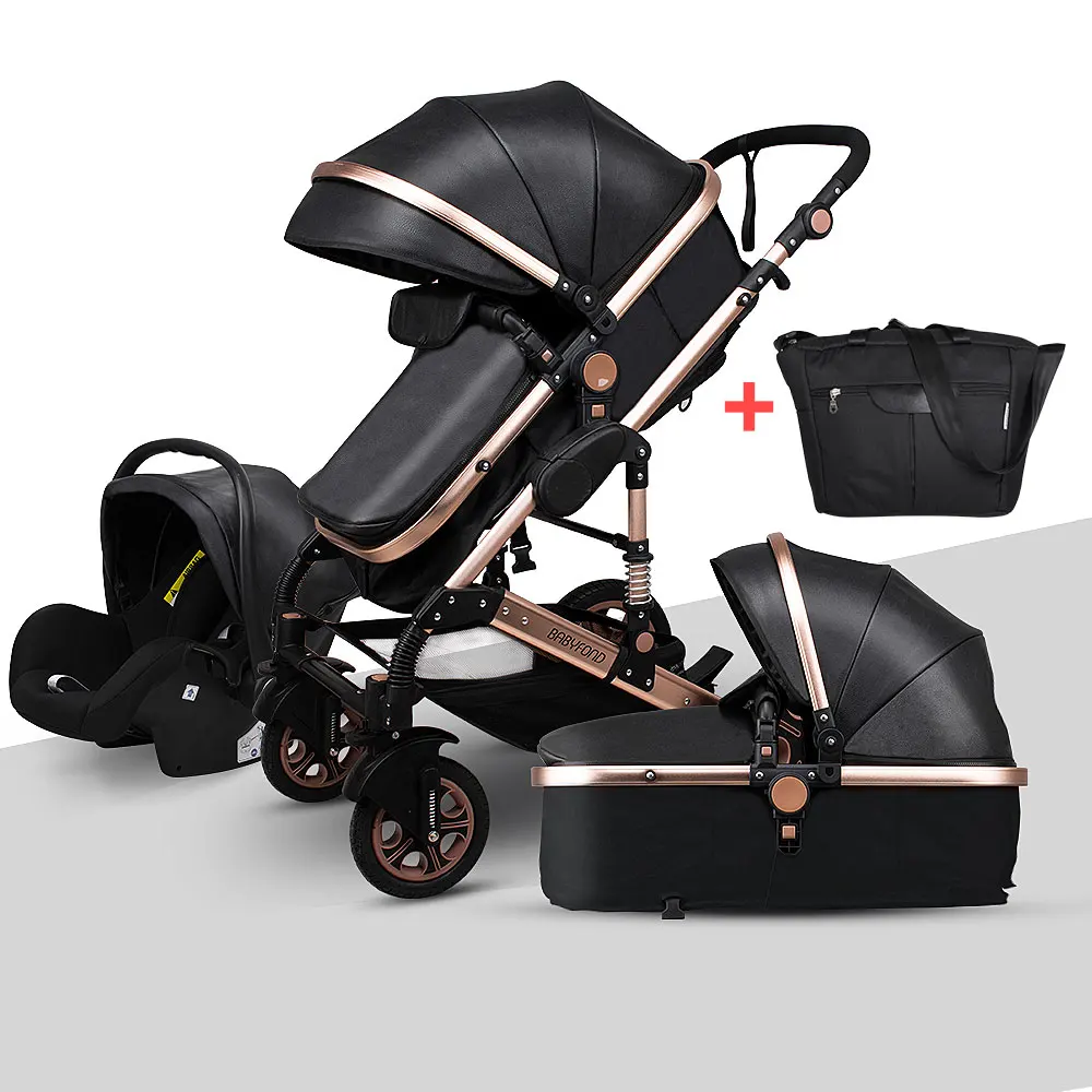 Двусторонняя легкая складная коляска для новорожденных, роскошная модная детская коляска 3 в 1, детская коляска с высоким пейзажем