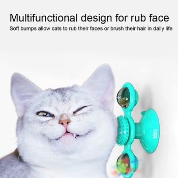 

Pet cat toy catnip toys windmill turntable with ball flash cat TPR molar rubbing itching device