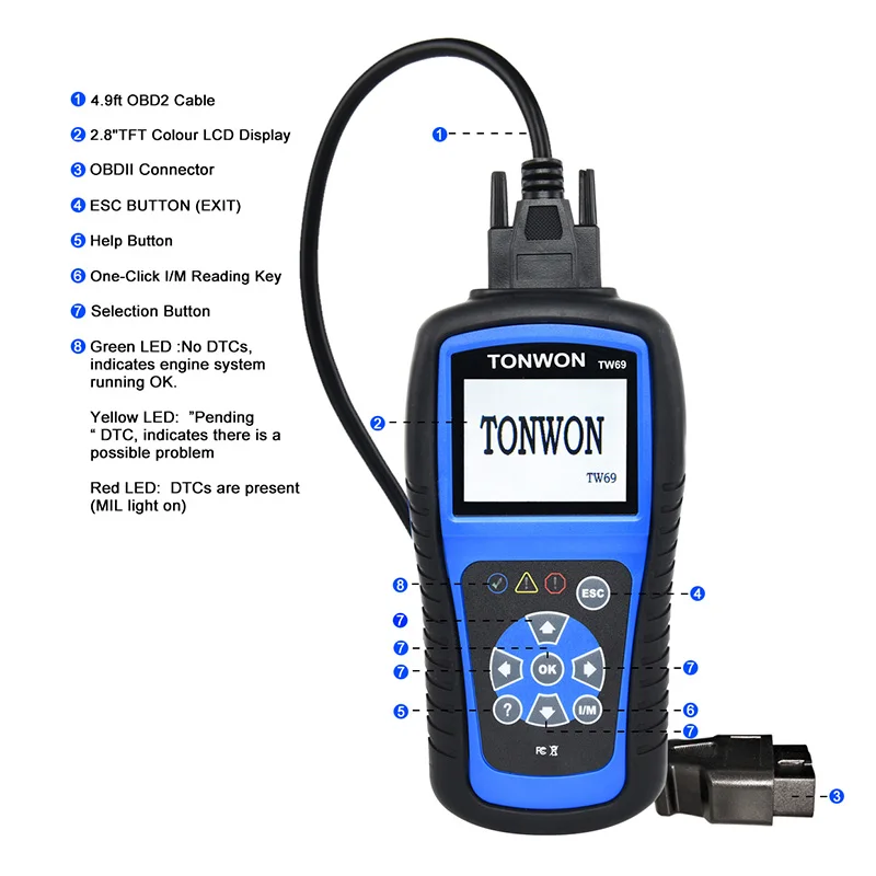 OBD2 диагностический сканер Tonwon TW45/TW69 VAG Диагностический сканер для большинства автомобилей VW и Audi
