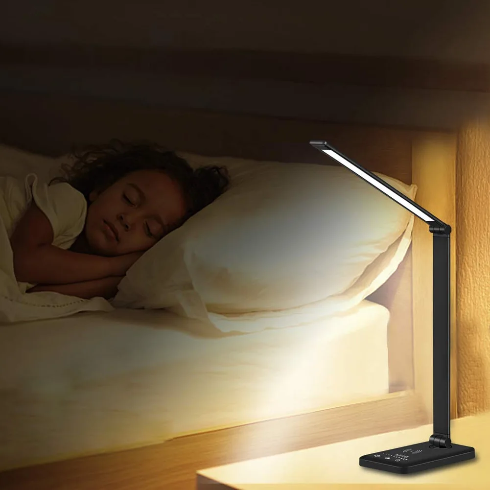 

Multifunctional LED Desk Lamp with Fast Wireless Charger USB Charging Port 5 Modes Light ALI88