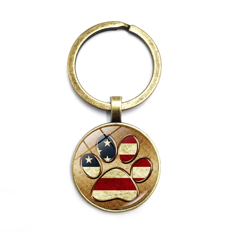 2020 Fashion Creative American Flag Footprint Time Glass Pendant Keychain Men and Women Jewelry | Украшения и аксессуары