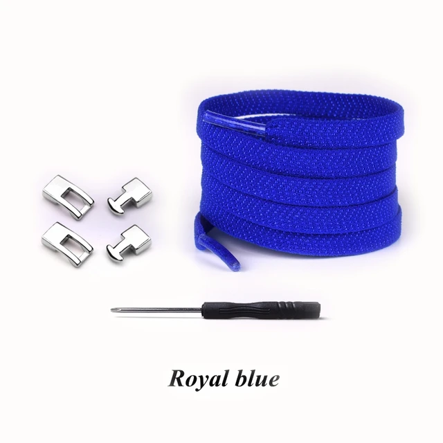 Elastic Cross buckle ShoeLaces New 1 Second Quick No Tie Shoe laces Kids Adult Unisex Sneakers Shoelace Lazy Laces Strings Royal blue