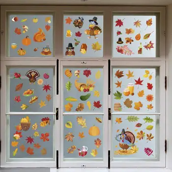 

Thanksgiving Fall Leaves Window Clings Thanksgiving Maple Decorations Autumn Sticker Decals Party Decor Ornaments