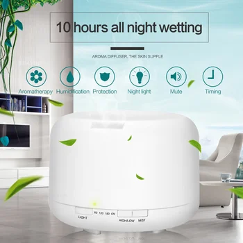 

500ML Diffuser Aromatherapy Essential Oil Diffuser 7 LED Color Changing Lamps Ultrasonic Air Humidifier with 4 Timer Settings