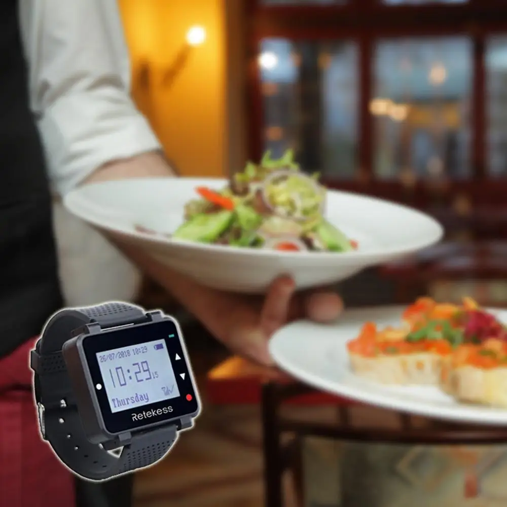 Retekess Kitchen Wireless Calling System 5 T128 Watch Receiver TD005 Five Keys Call Button Wireless Pager Restaurant Equipment