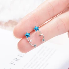 FLSCDYED gorąca sprzedaż artystyczna gwiazda stadniny kolczyki z cyrkoniami kamień biżuteria Punk spiralne kolczyki ze srebra próby 925 boucle d'oreille(China)