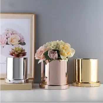 

Minimalist Nordic Succulents Orchid Flower Pots Ceramic Flower Pot Silver Gold Flower Pot Container Tabletop Ornaments ZM804