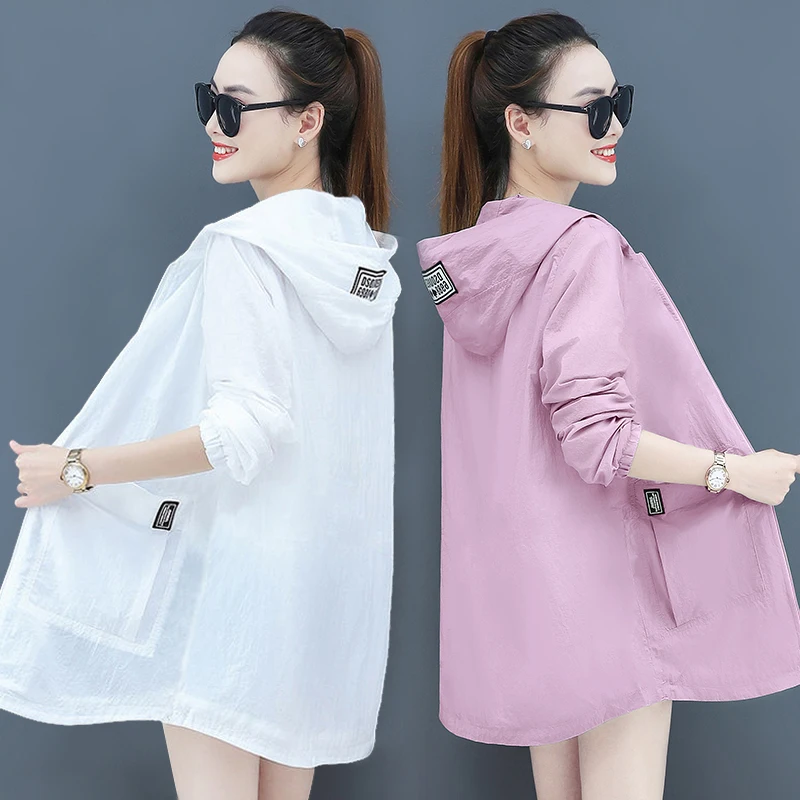 

Sunscreen Clothing Female Long-sleeved Mid-length UV Protection Breathable Large Size Fat Mm Loose 2020 New Summer Thin Coat