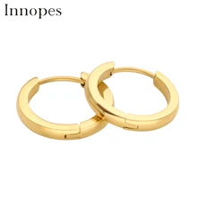 Innopes, золотые маленькие серьги-кольца с пряжкой для женщин и мужчин, простые серьги-кольца из нержавеющей стали, ювелирные аксессуары, подарок