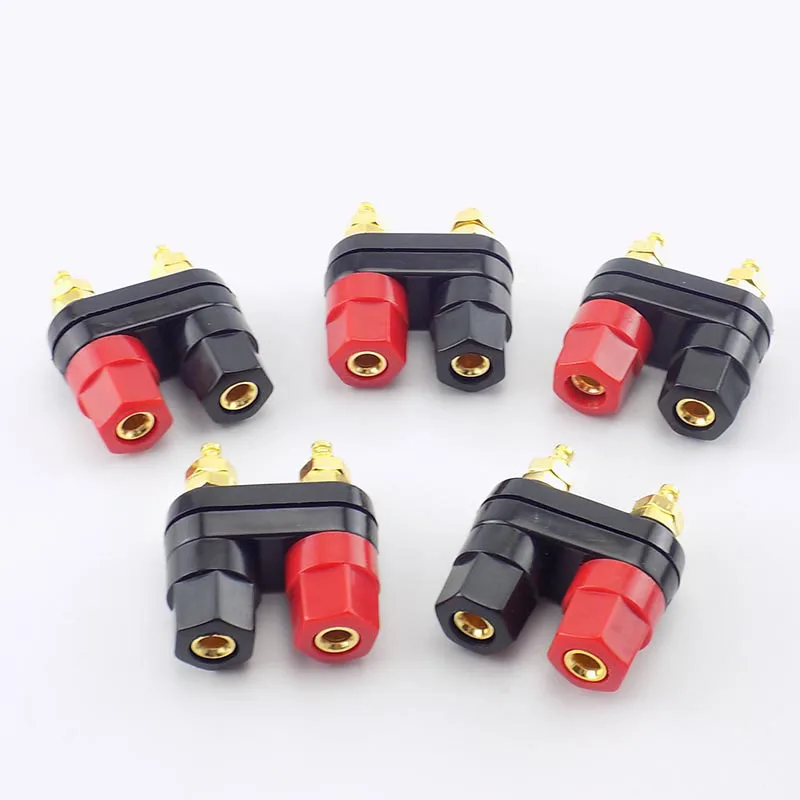 

4mm Dual Banana Plugs Couple Terminals Plug Jack Socket Binding Post Red Black Connector Amplifier Speaker DIY adapter A7