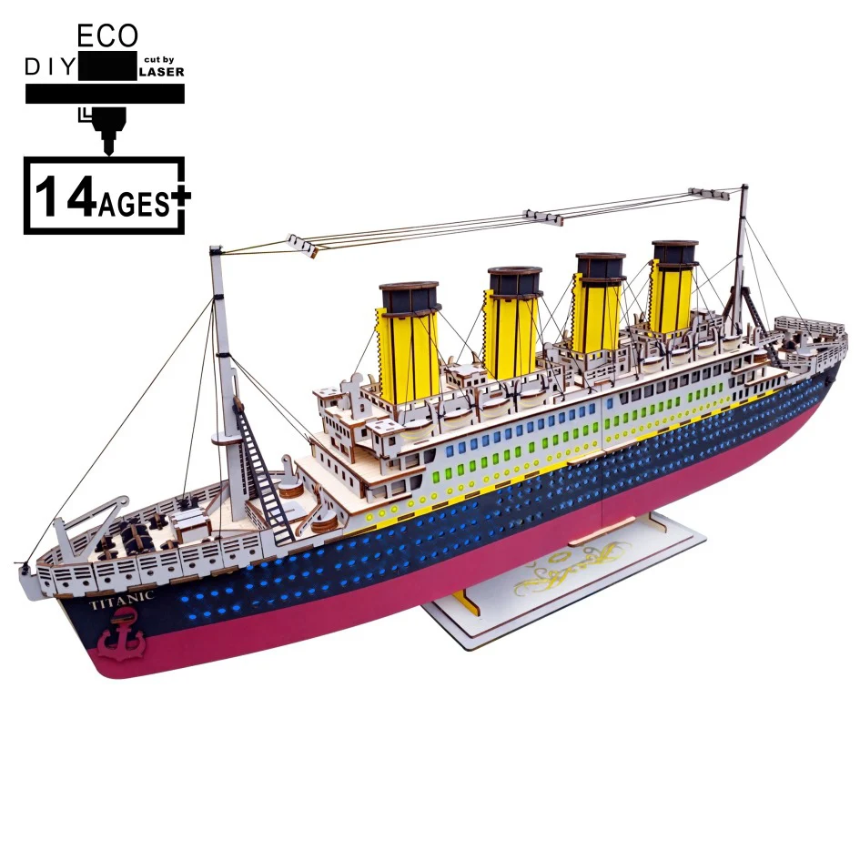 

3D Wooden Hand-made Puzzle 371Pcs Titanic Boat Ship City Model Kids Educational Toys DIY Paper Puzzles Jigsaw Children Gifts