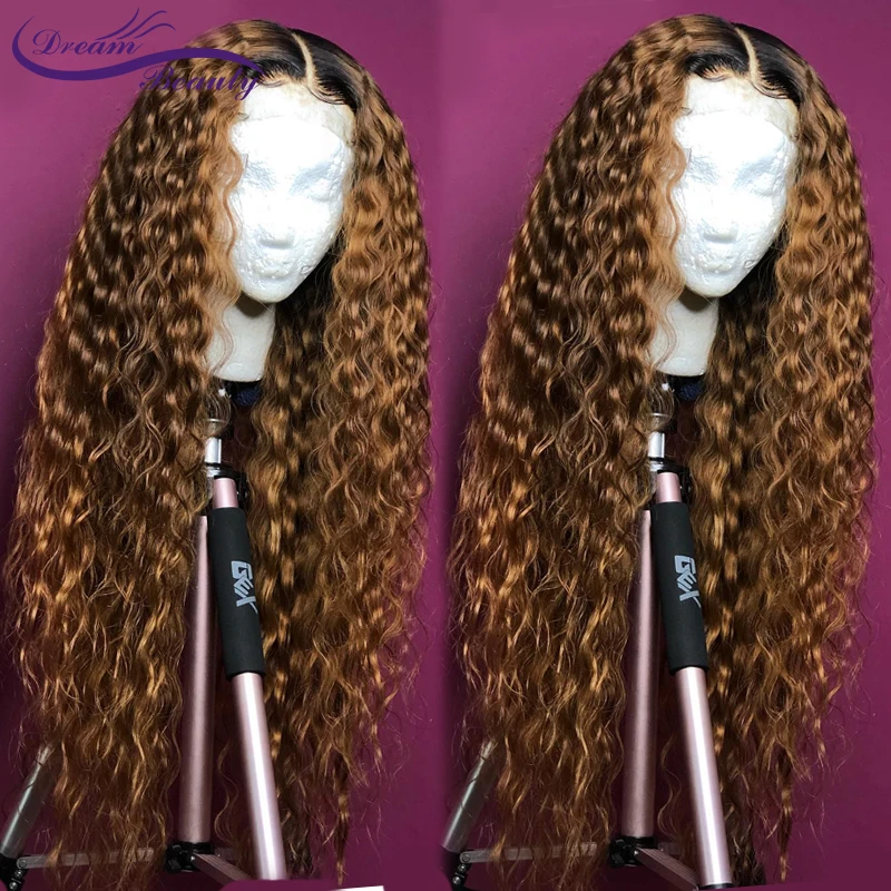 Kaufen 1B 27 Spitze Front Menschliches Haar Perücken Mit Baby Haar Wellig Pre Gezupft Ombre Farbe Brasilianische Remy Haar Perücken bleach Knoten Traum Schönheit