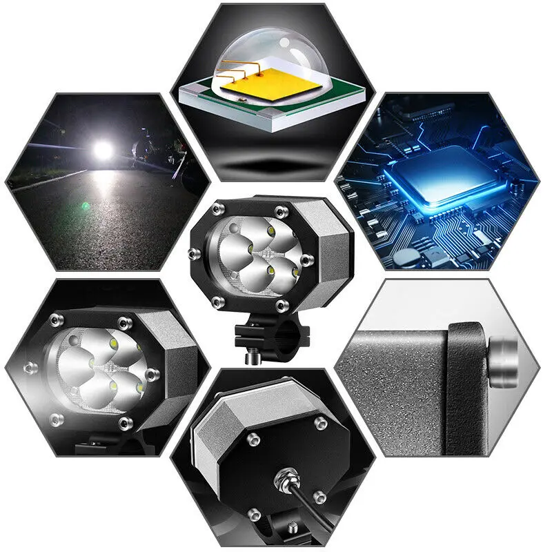 Светодиодный фонарь для мотоцикла, противотуманные фары, Рабочая лампа 12 V-60 V 96W 6000-7000K