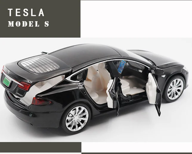 2020 new 1:32 Simulation of the second generation Tesla Model s acousto optic alloy car model children's toy car red car 8