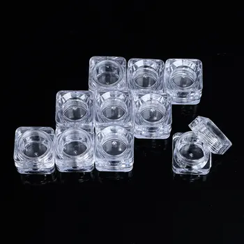 

10Pcs Cosmetic Sample Empty Jars Clear AS Refillable Empty Pots Jars Travel Makeup Cream Lotion Eye Shadow Powder Containers