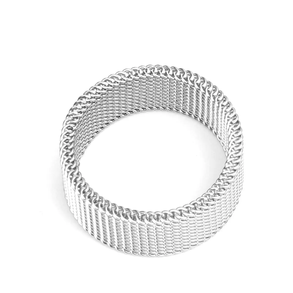 Silver ring Punk Circle Twist Weaving Joint Ring 304 Stainless Steel Unadjustable Silver Color Geometric Twist Minimalist Jewelry 1 Piece