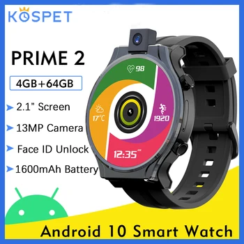 

2020new KOSPET PRIME 2 4G Smart Watch Men 4GB 64GB 13MP Camera 1600mAh 2.1" Android 10 Watch Phone WIFI GPS Smartwatch ForXiaomi
