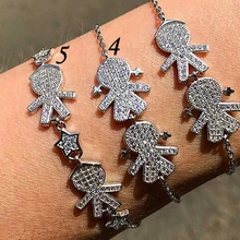 Русский любимый мальчик и девочка браслеты Циркон инкрустация Платина инвариантный Цвет 925 серебро браслет, женская бижутерия ювелирные украшения женский браслет из серебра 925 пробы браслет детишки