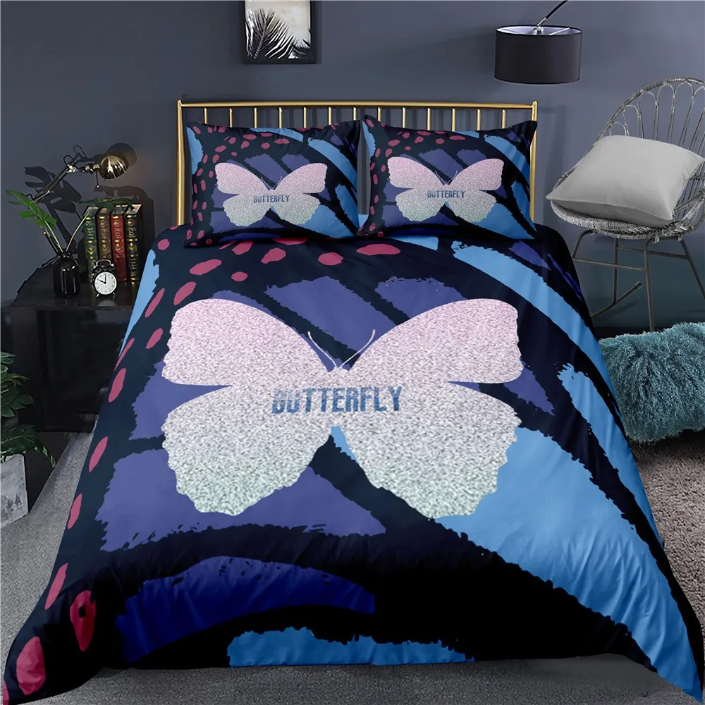 

2/3 Pieces Animal Texture Bedding Set 3D Print Colorful Butterfly Duvet Cover Single Double Bed Quilt Cover Home Bed Cover Set