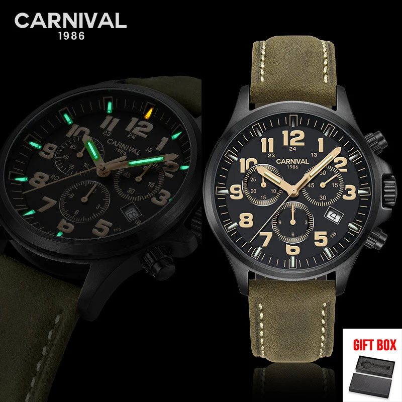 ArmyGreen BlackKhaki Карнавальный Топ Бренд роскошные модные мужские часы с хронографом кварцевые часы военные мужские спортивные наручные часы relogio masculino - Цвет: ArmyGreen BlackKhaki